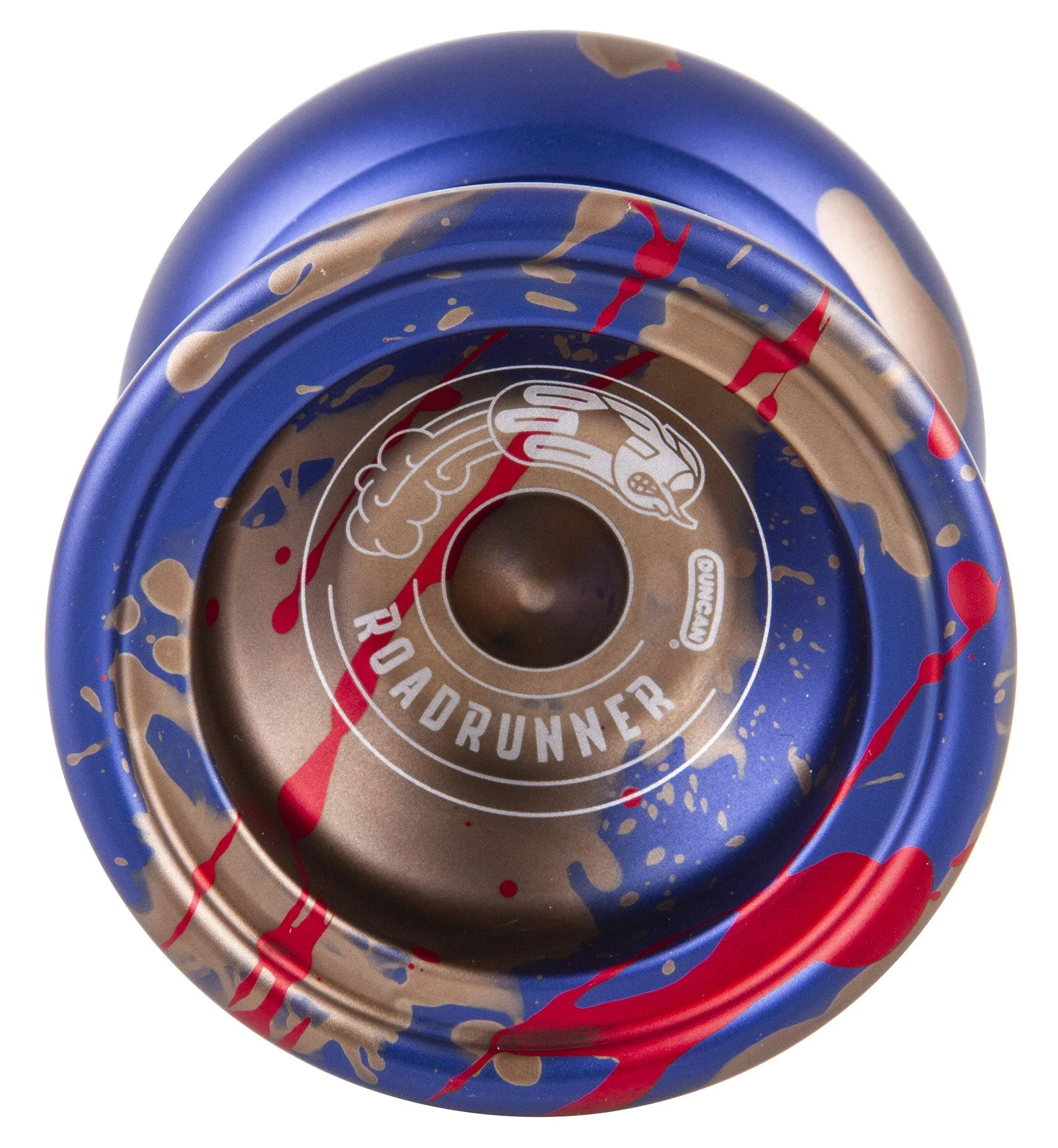 Duncan Roadrunner Yo-Yo / Blue with Red & Gold Splash