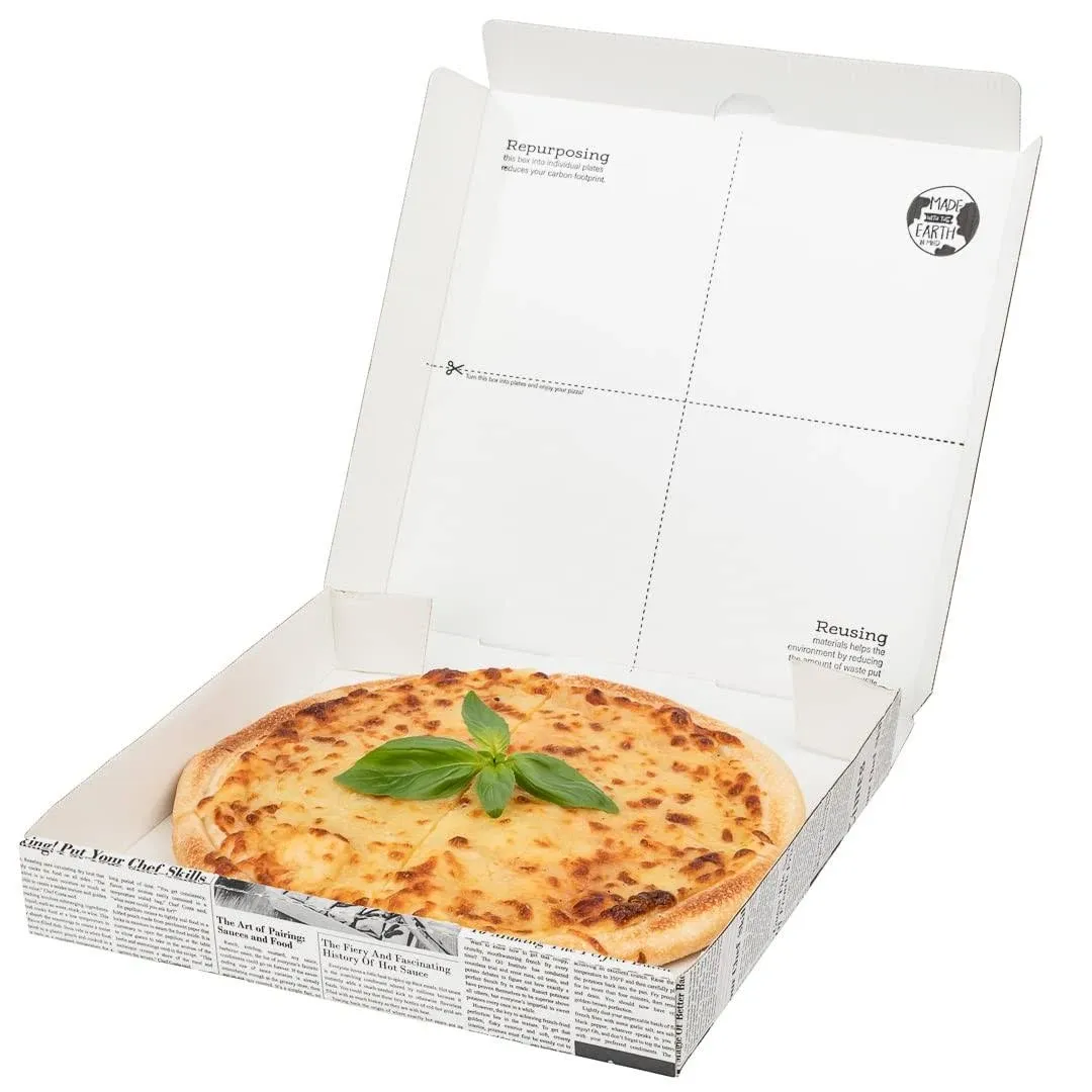 Restaurantware Eco Pie 10.6 x 1.7 inch Pizza Boxes, 50 Corrugated Pizza Delivery ...