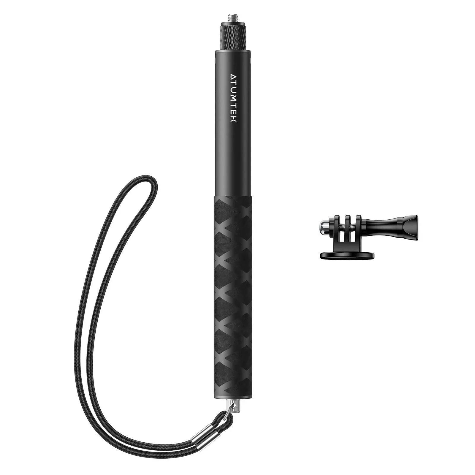 ATUMTEK 114cm Invisible Selfie Stick, 1/4" Extended Monopod Pole, Solid and Compact Design for Insta360, for GoPro, DJI, Action Camera (Buckle Mount for GoPro and Wrist Strap Included)