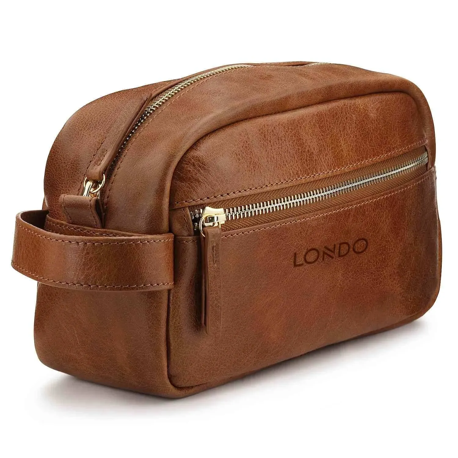 Londo Genuine Leather Travel Toiletry, Makeup, Shaving Organizer Bag - Dopp Kits - Unisex