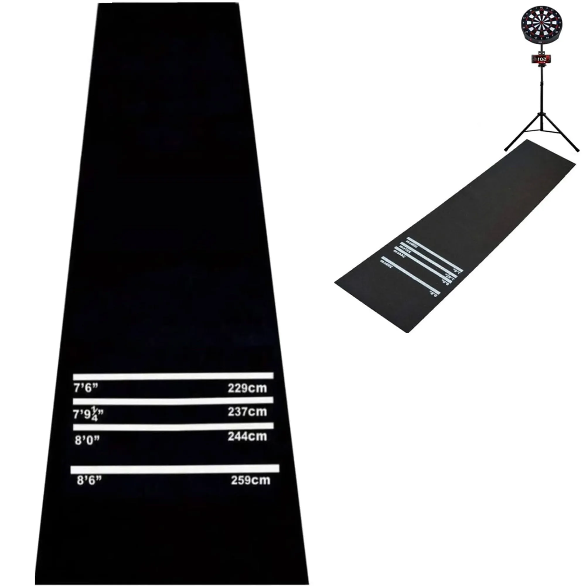 Nisorpa Dart Floor Mat Dart Board Mat with Throw Start Line Professional Target Mat Rubber Soft Tip Darts Games Heavy Duty Carpet Non Slip Shot Dart Points and Flooring Protector 9.8 x 2 Feet