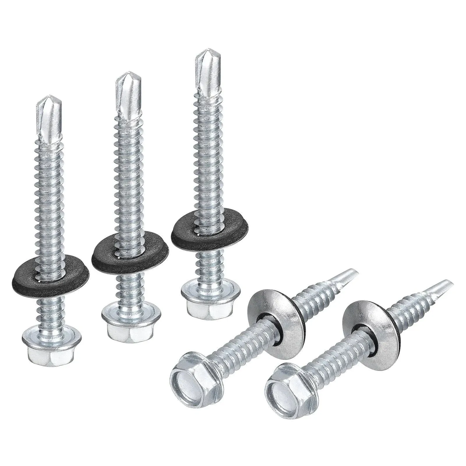 Uxcell Self Drilling Screws, Hex Head Self Drilling Screws with EPDM Washer ...