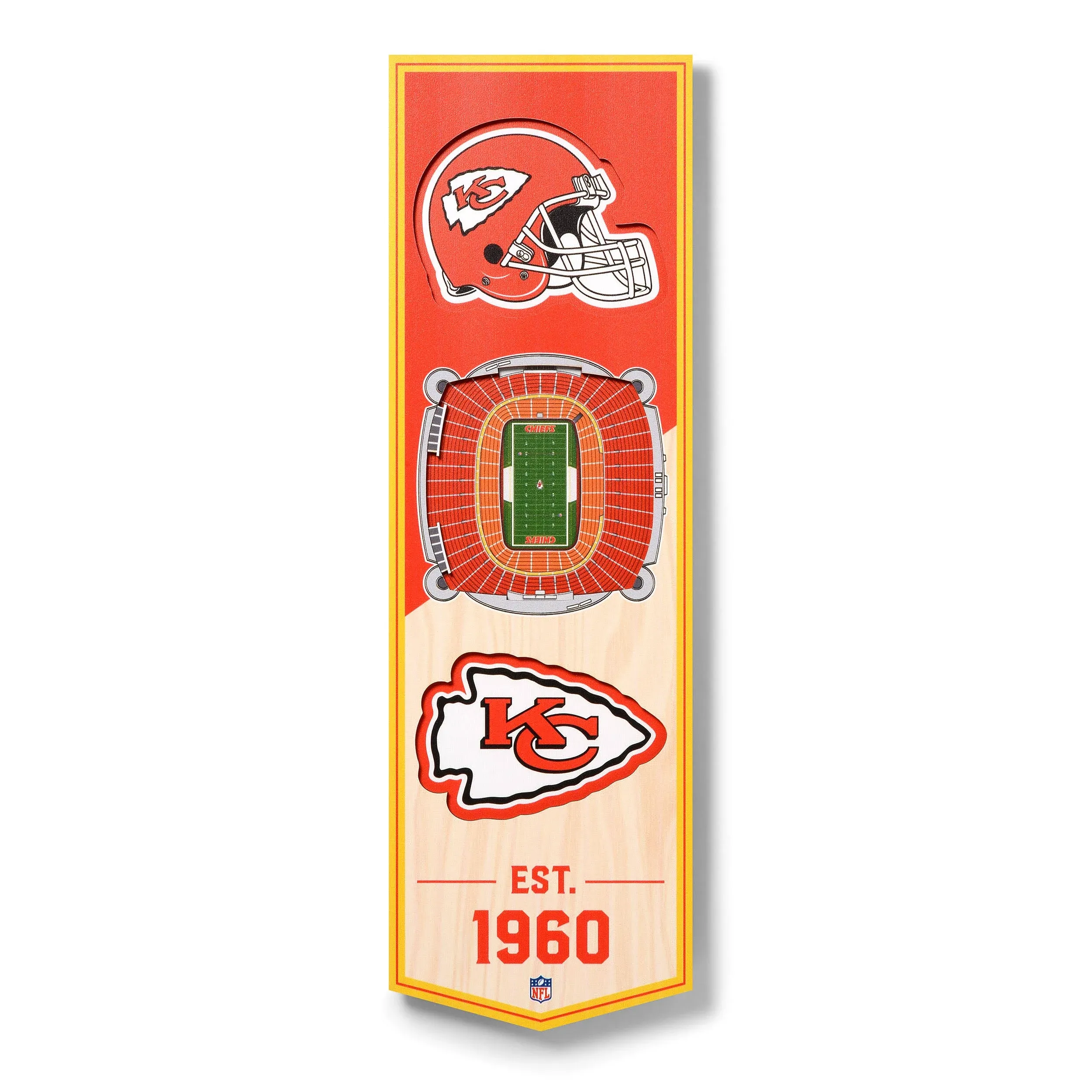 YouTheFan 6 x 19 in. NFL Kansas City Chiefs 3D Stadium Banner - Arrowhead Stadium