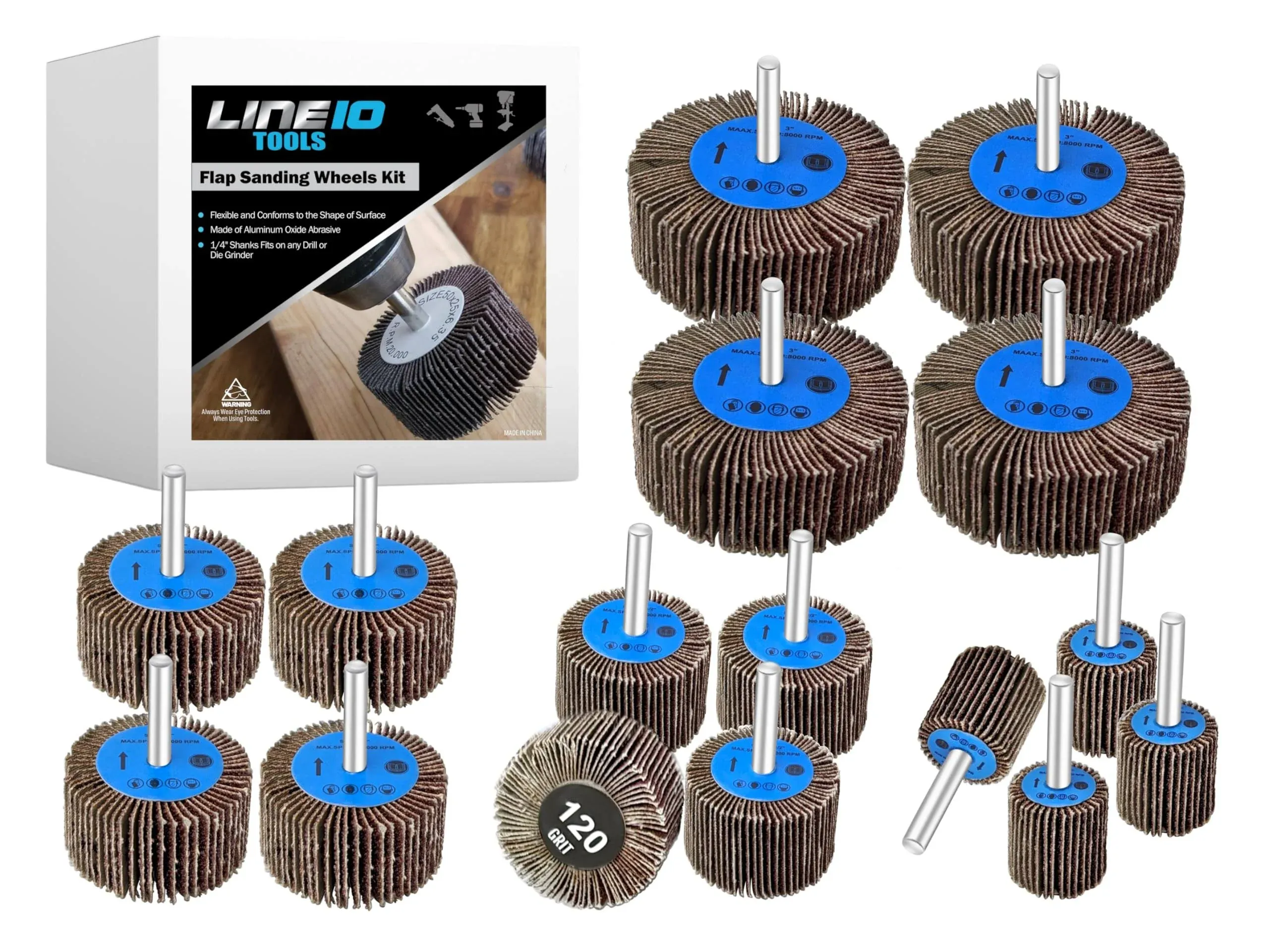 LINE10 Tools Flap Sanding Wheels Kit for Drill