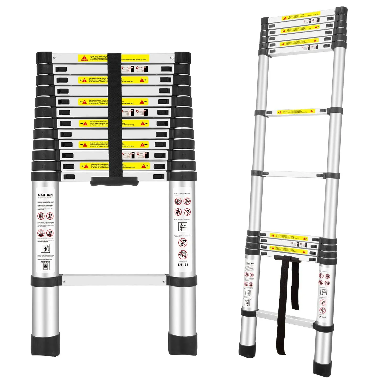 Ya Mi Telescoping Ladders, 12.5 ft Aluminum Lightweight Extension Ladders for RV ...