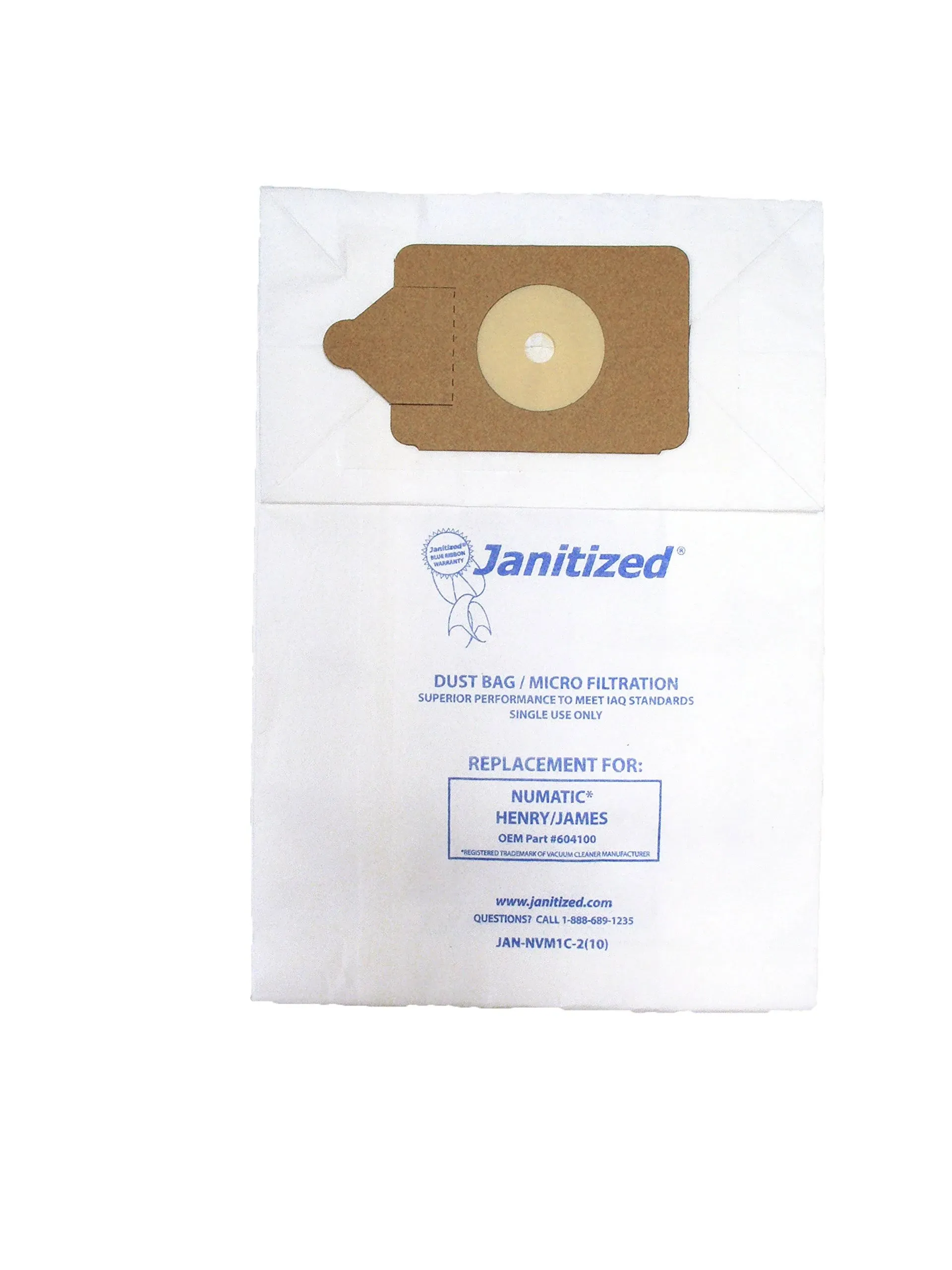 Janitized Jan-nvm1c-2(10) Premium Replacement Commercial VAC Bag, Nacecare ...