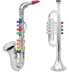 Click N' Play Set of 2 Musical Wind Instruments for Kids Saxophone and Trumpet