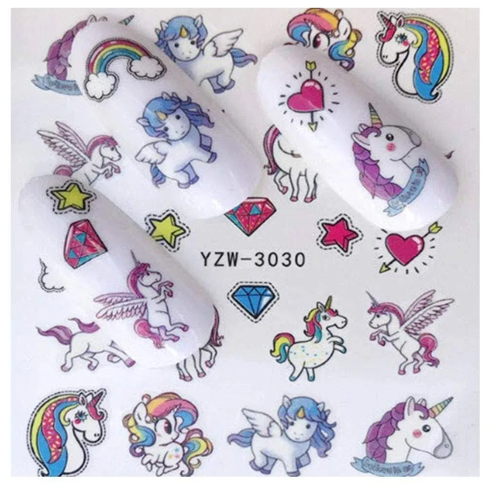 PaLiSoLCreations Full Set of 22 Cute Unicorn Nail Sticker Salon Quality Nail Art ...