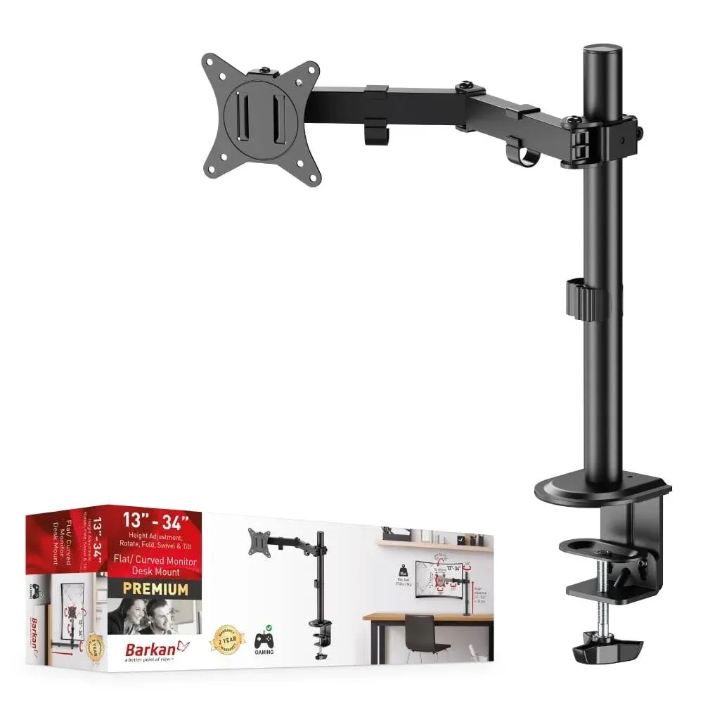 Barkan 13 - 32 inch Full Motion Flat / Curved Monitor Desk Mount Black 2 Year Warranty