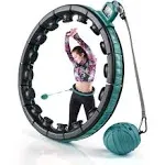 Teal Elite Smart Weighted Hula Hoop for Adults Weight Loss Fully Adjustable with Detachable Knots