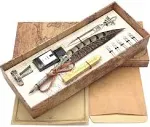 Antique Two-Color Feather Pen Quill Pen Dip Pen With Envelope Writing Paper Calligraphy Pen and Ink Set(pheasant)