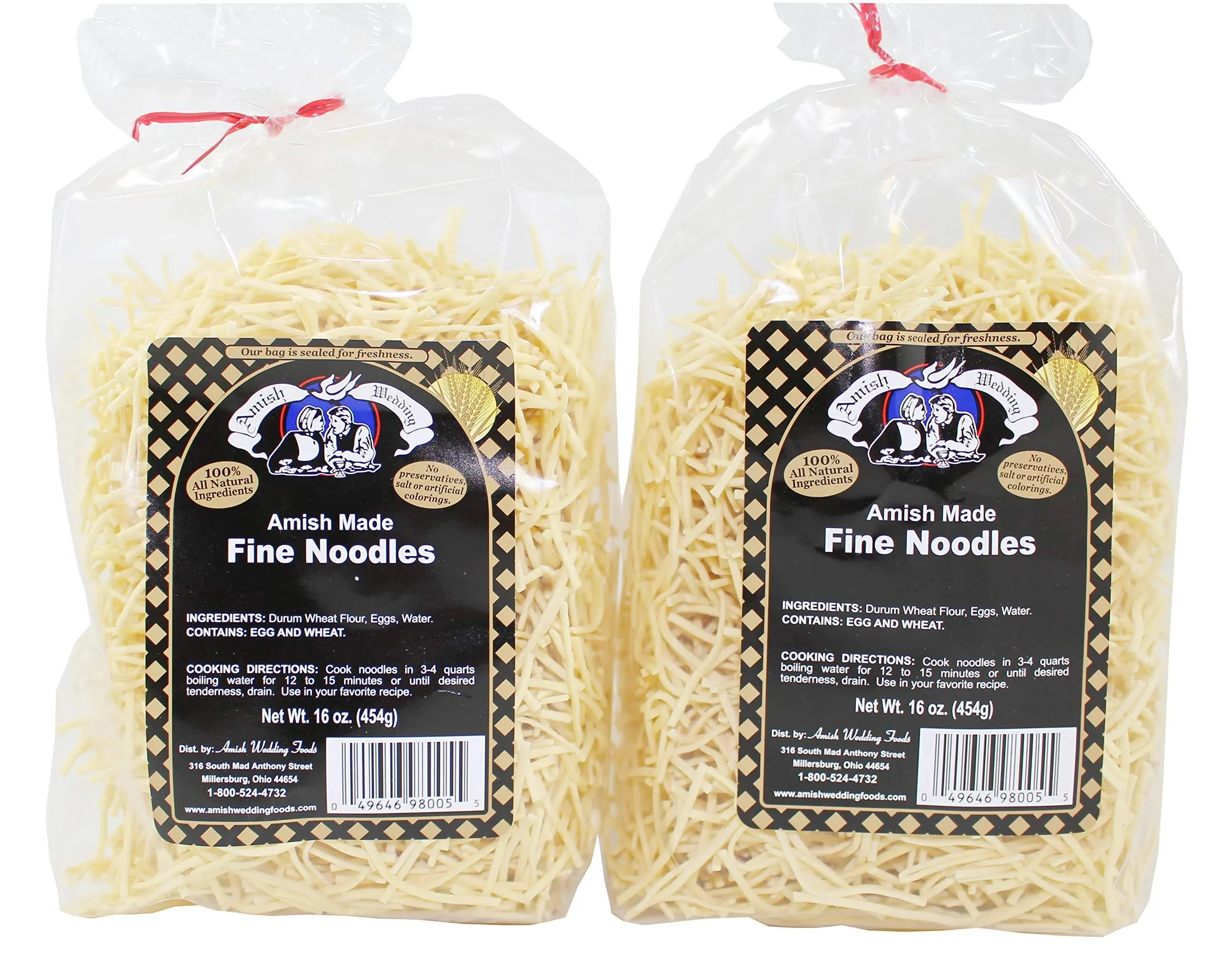 Amish Wedding Wide Egg Noodles, 16 Ounce Bag (Pack of 2)