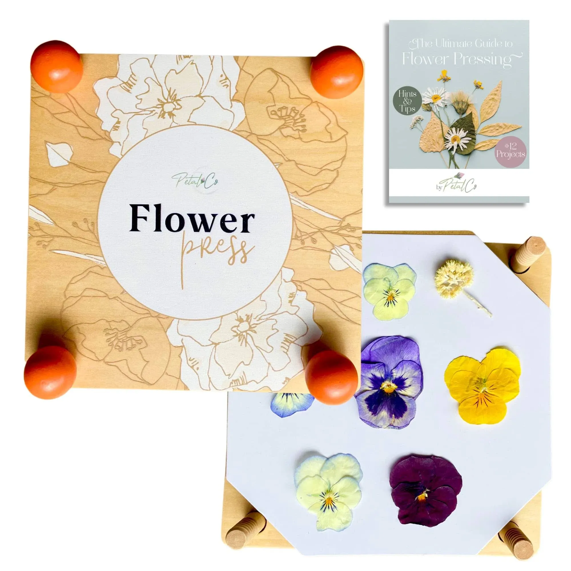 Kid&#39;s Flower Press Kit &amp; Leaf Press | Free EBook on Flower Pressing | Wooden Art Kit | Pressed Flower Art Kit | Gift for Kids | Flower Pressing Kit