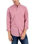 Club Room Men's Merk Stretch Long Sleeve Poplin Button-Down Shirt, Created for Macy's - Fire - Size M