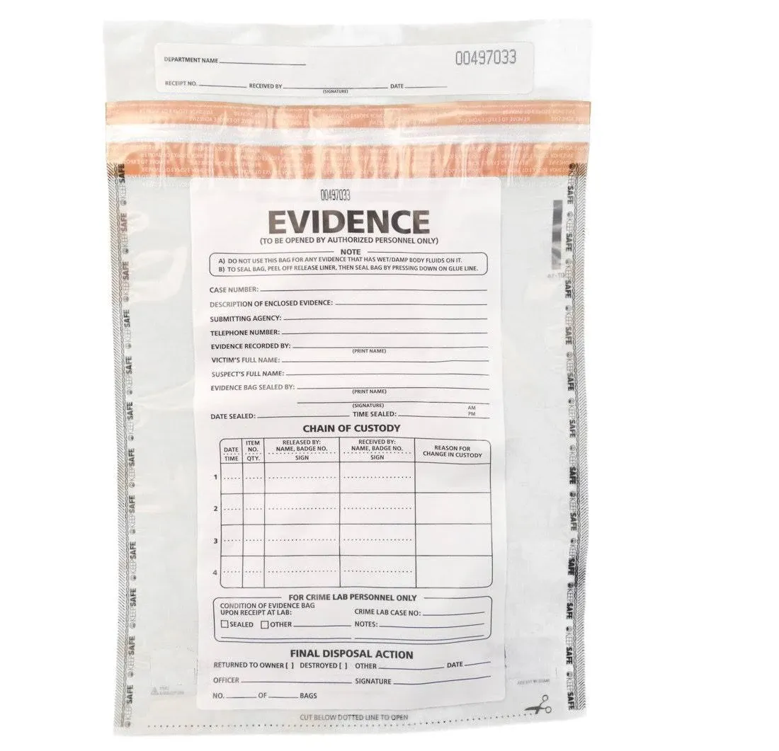 Large Plastic Evidence Bag, 12 x 16 inches, 100 pk