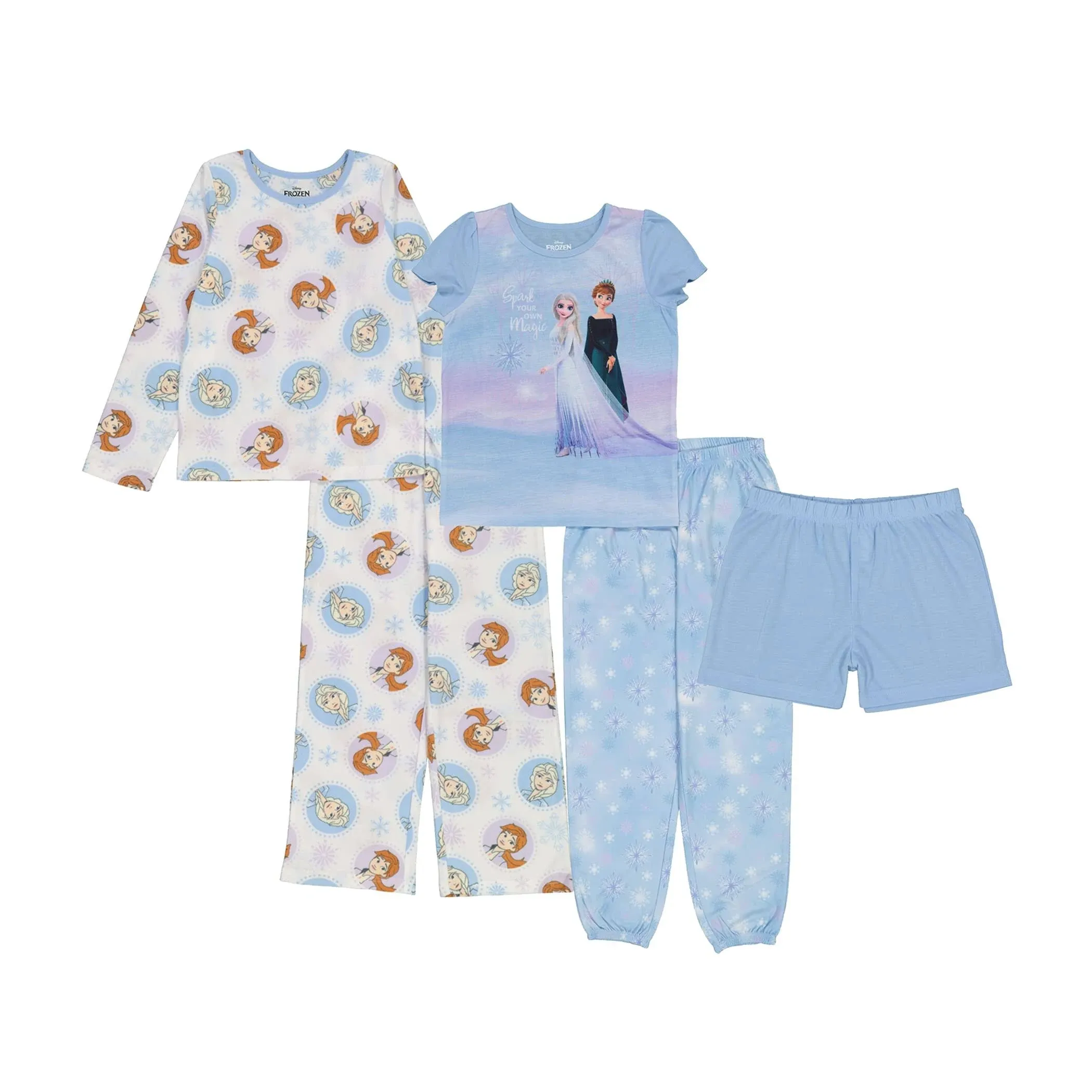 Disney Girls Minnie Princess 5-Piece Pajama Set, Frozen Magic Spark, 6