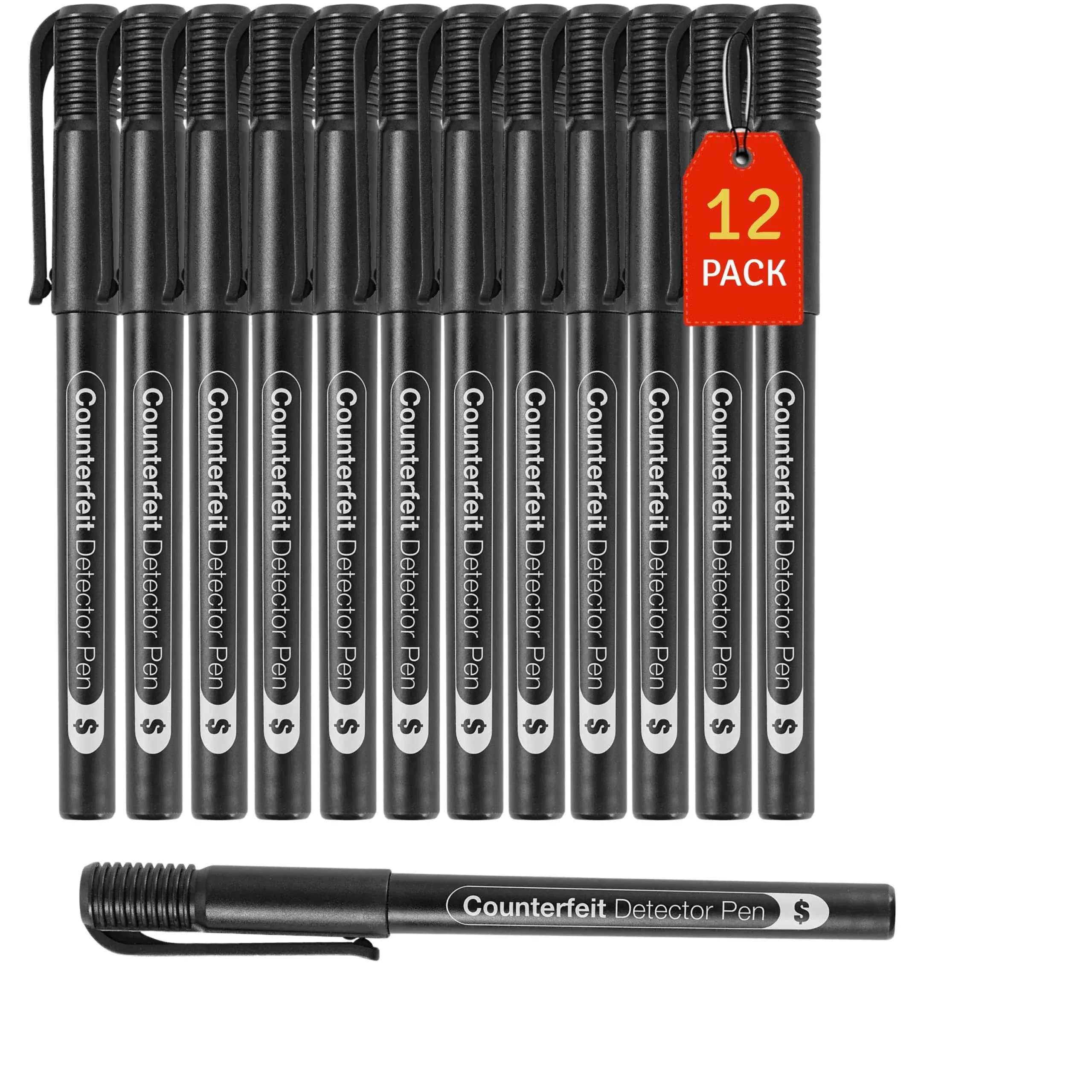 1InTheOffice Counterfeit Bill Detector Pen, Fake Money Marker Detector, (12 Pack) Counterfeit Pen