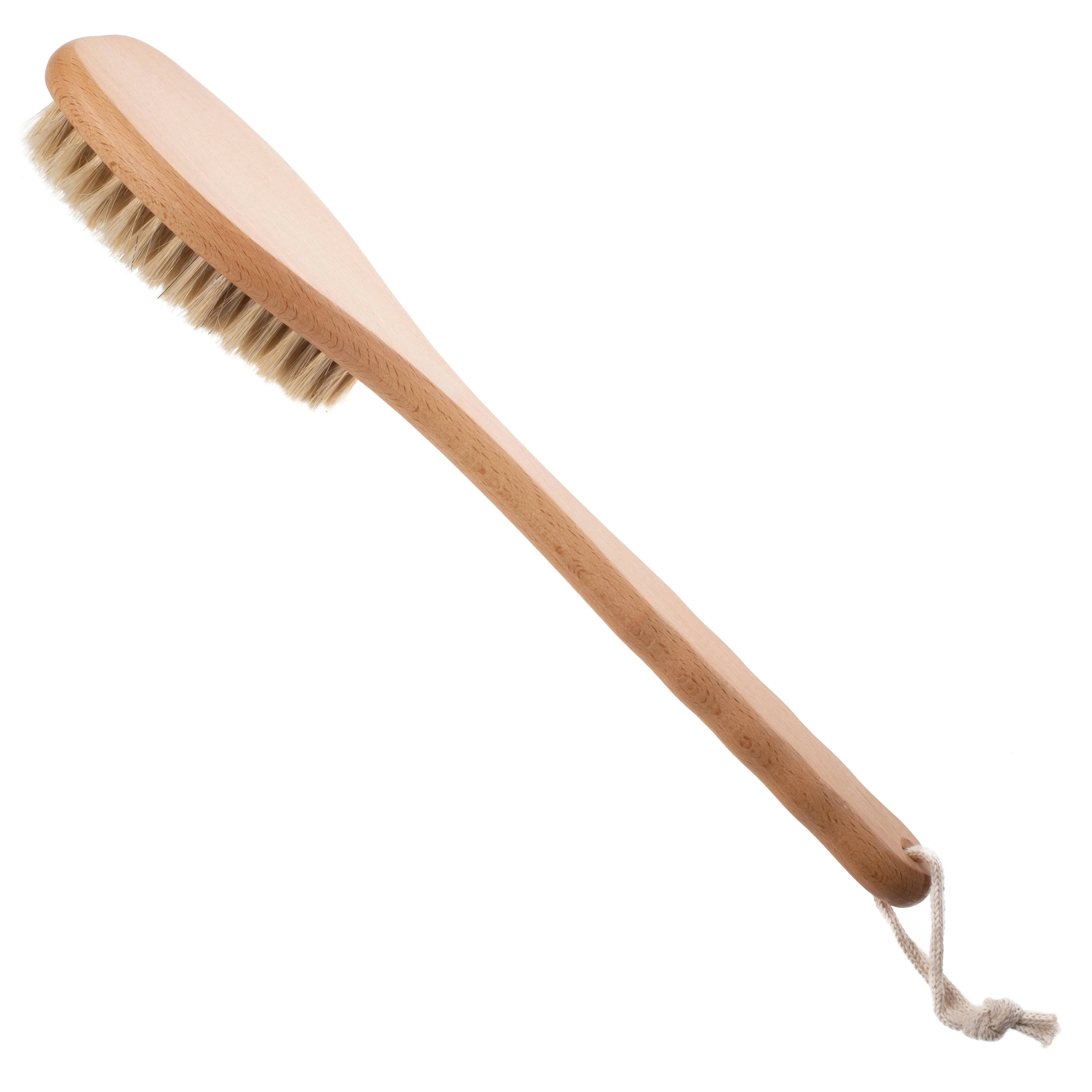 KONEX Dry/Wet Premium Brush Set, Cellulite and Stretch Mark Reduction, Skin Rejuvenation, Pore Opening, Exfoliating Body Brush Beechwood Handle with Boar Bristles Large 15" Plus Small Face Brush