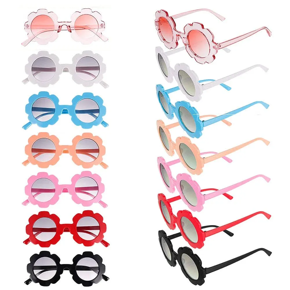 Spiralization Direct 12 Pieces Kids Sunglasses Round Flower Sunglasses Toddler ...