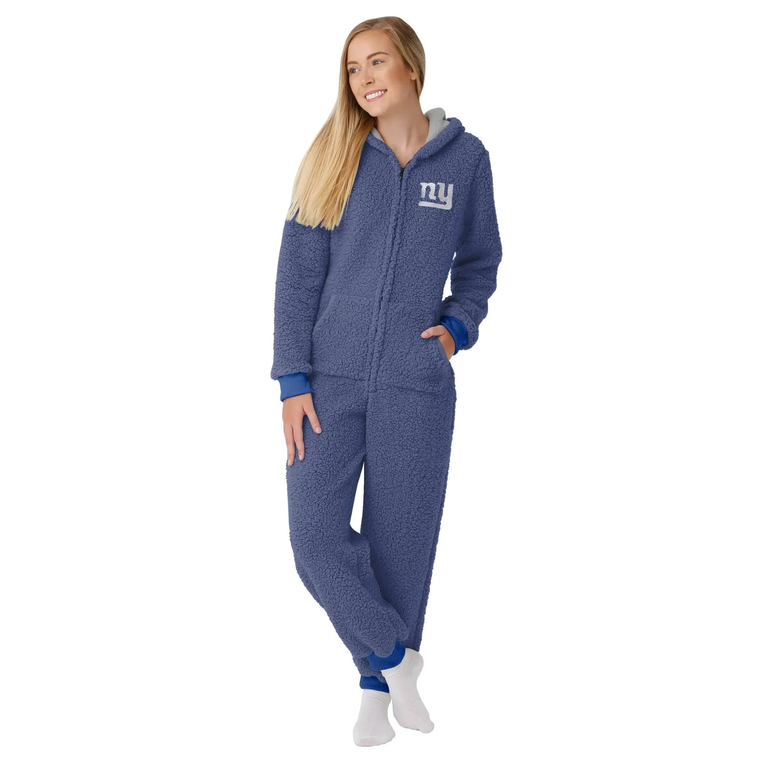 FOCO New York Giants NFL Womens Sherpa One Piece Pajamas