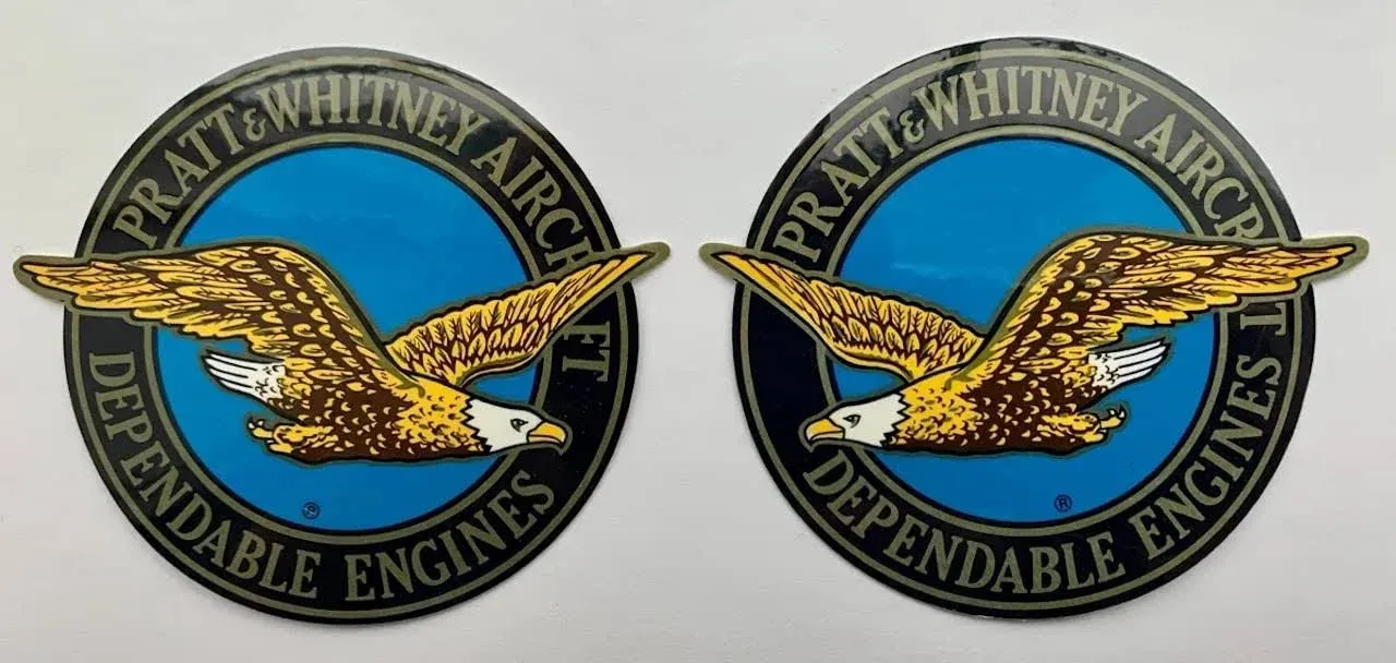 Pair of Pratt & Whitney Aircraft Engine Decals - Eagle Facing Right, Eagle Facing ...