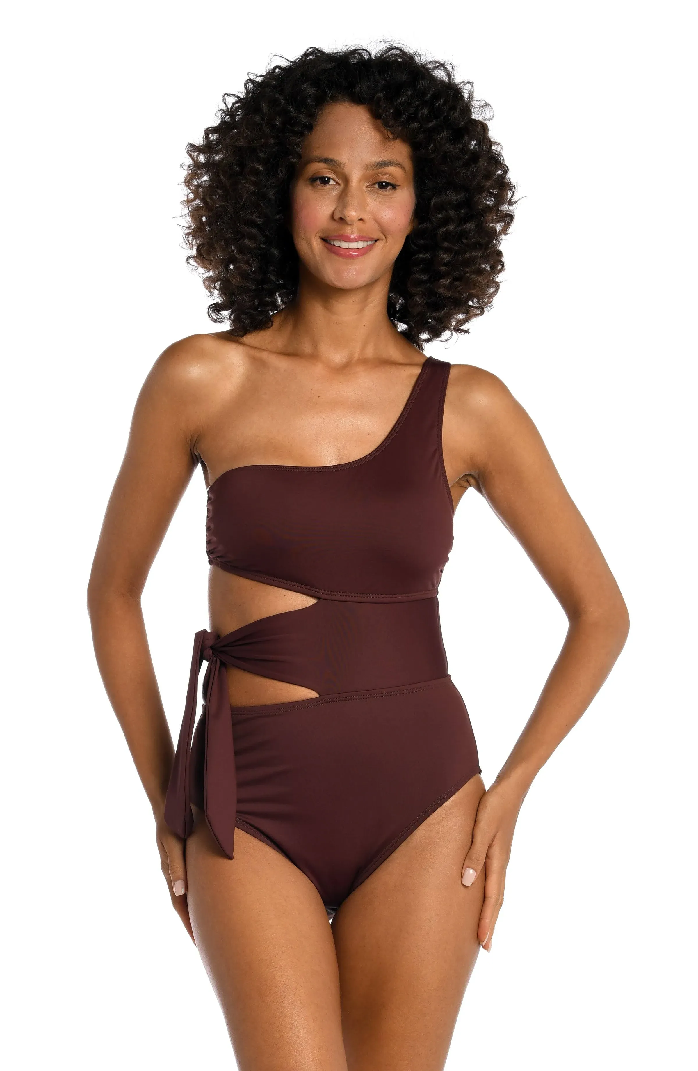 La Blanca Island Goddess Cutout One Shoulder One Piece - Java - Size 16 - Women's ...