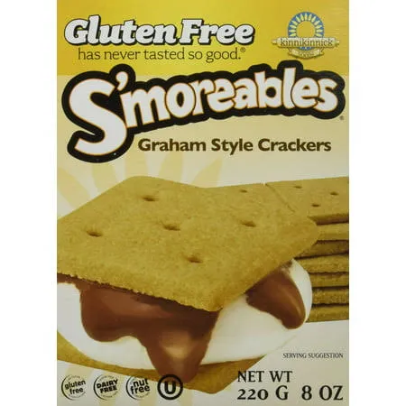 Kinnikinnick - S'moreables Graham Style Crackers - Gluten Free, Allergy Friendly Vegan Graham Crackers - 8 oz. Boxes - 3 Pack