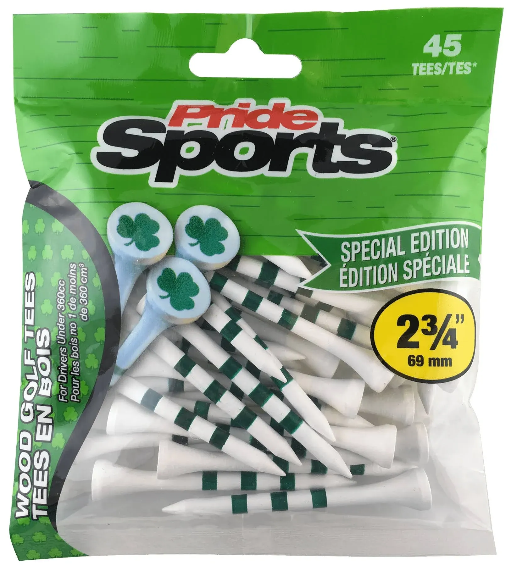 Pride Sports LUCKY SHAMROCK Special Edition Wood Golf Tees, 2 3/4&#034; - 45 PCS