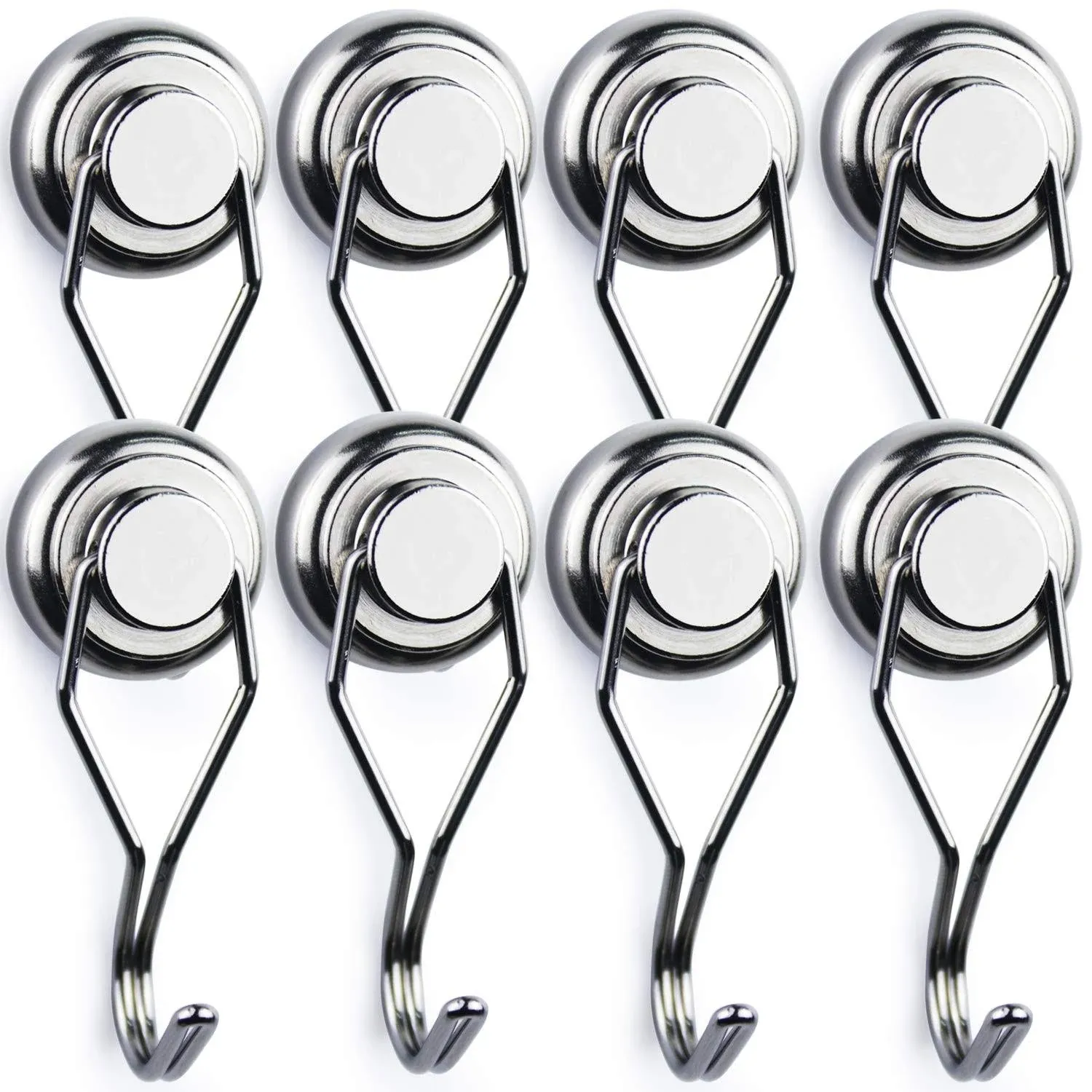 LOVIMAG Swivel Swing Strong Magnetic Hooks, 75LBS Magnetic Hooks Heavy Duty for Cruise, Home, Kitchen, Workplace, Office and Garage, 67.5mm(2.66in) in Length - Pack of 8