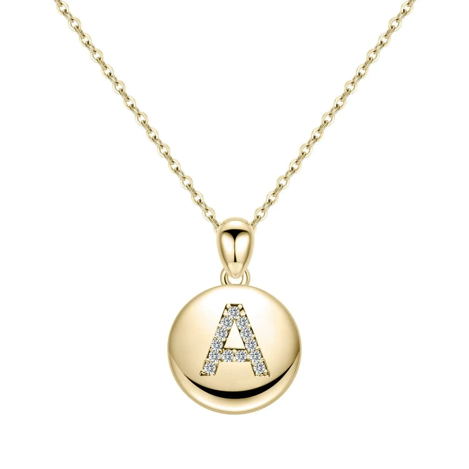 Turandoss A Initial Necklace for Teen Girls, 14K Gold Filled Disc Pendant Letter A Alphabet Necklace Tiny Initial Necklaces for Kids Child Jewelry Present