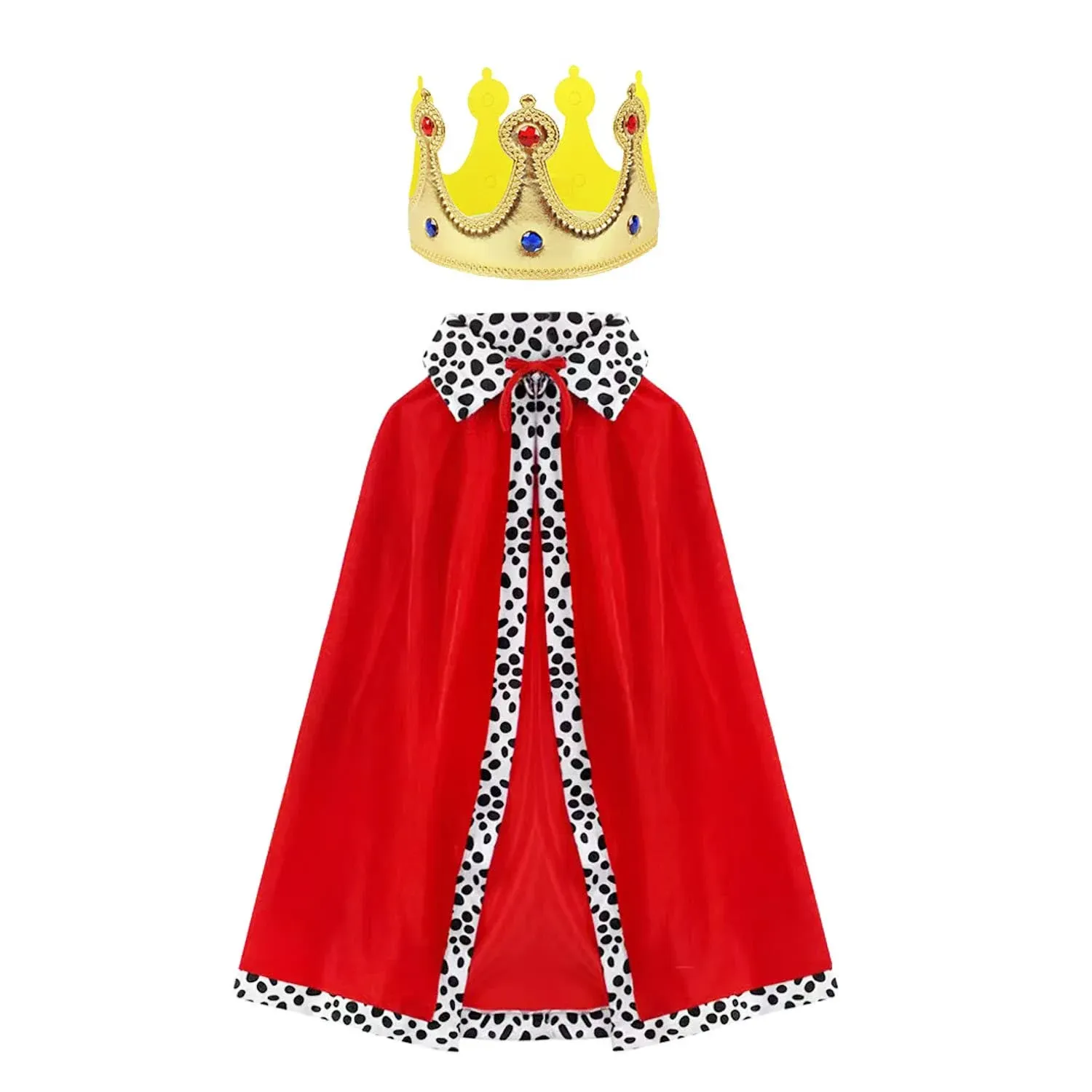 Simple polymer King Robe Halloween Costume Medieval Prince King Costume Cape(Cape&Crown) Red