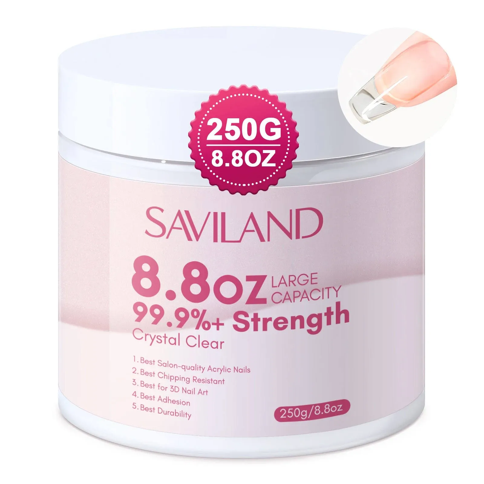 Women's Saviland Clear Acrylic Powder - 250g/8.8oz Nail Acrylic Powder for Nail ...