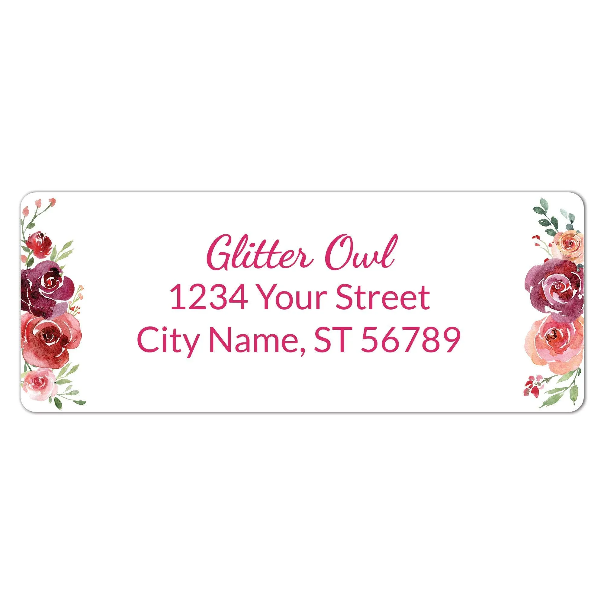 Personalized Return Address Labels Floral - Set of 120 Custom Mailing Labels for Envelopes, Self Adhesive Flat Sheet Rectangle Personalized Name Stickers (Burgundy)