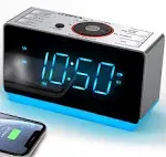 Alarm Clock Radio with Bluetooth Speaker, FM Radio, Dual Alarm with Snooze, Larg