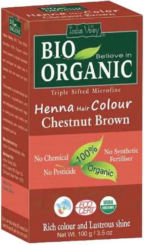 Henna Hair Dye 100% Bio Organic Triple Sifted Microfine Powder (Chestnut Brown)