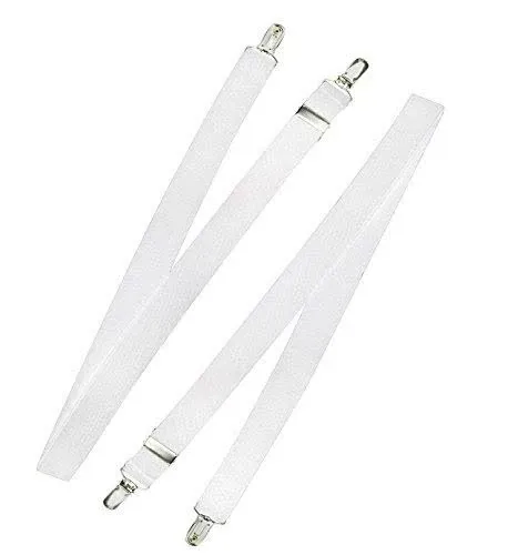 Hold’Em Bed Sheet Fastener Suspenders - Heavy Duty USA Made, Adjustable,Straight or Crisscross Keep Sheet SNUG Without Slipping Sheet Strap Holder Clips-4 pc. Straight White