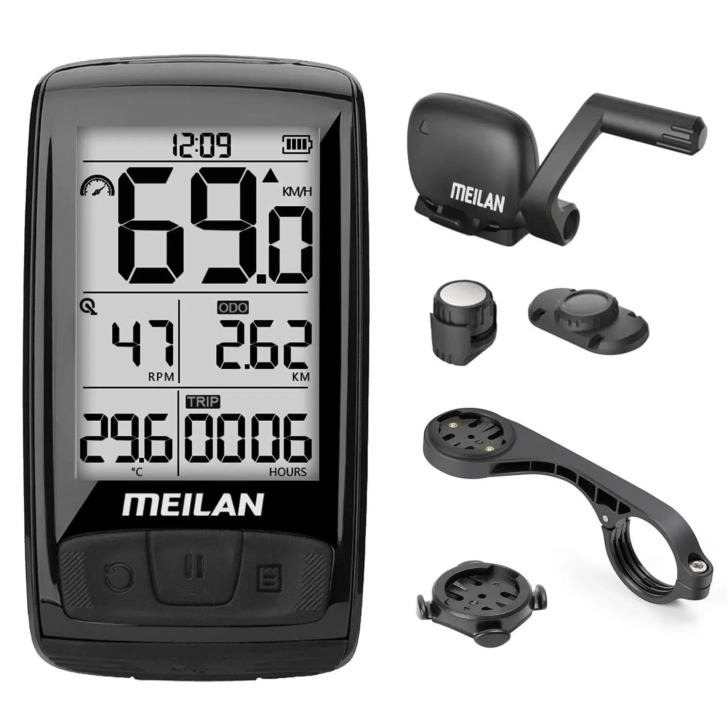 M4 Wireless Bike Computer, ANT+ BLE4.0 Bicycle Speedometer and Odometer with Cad