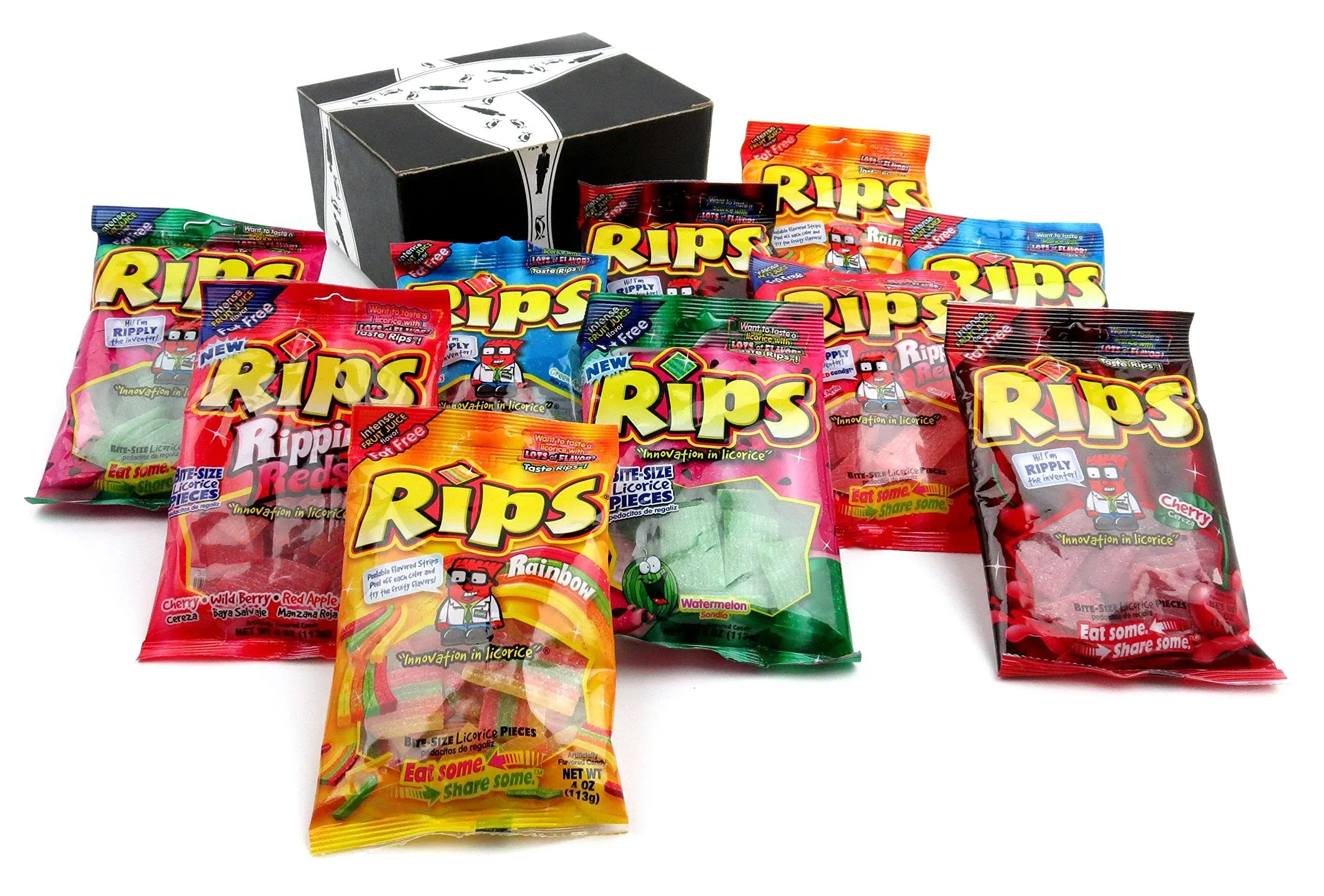 Rips Licorice 5-Flavor Variety: Two 4 oz Bags Each of Strawberry