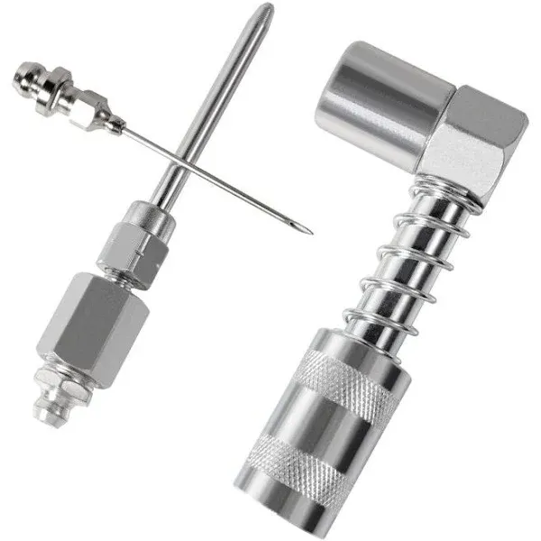 UTOOL Grease Gun Accessory Kit, 90 Degree Coupler, Needle Nozzle, Grease Injection Needle with Cap, for Hard to Reach Grease Zerk Fittings