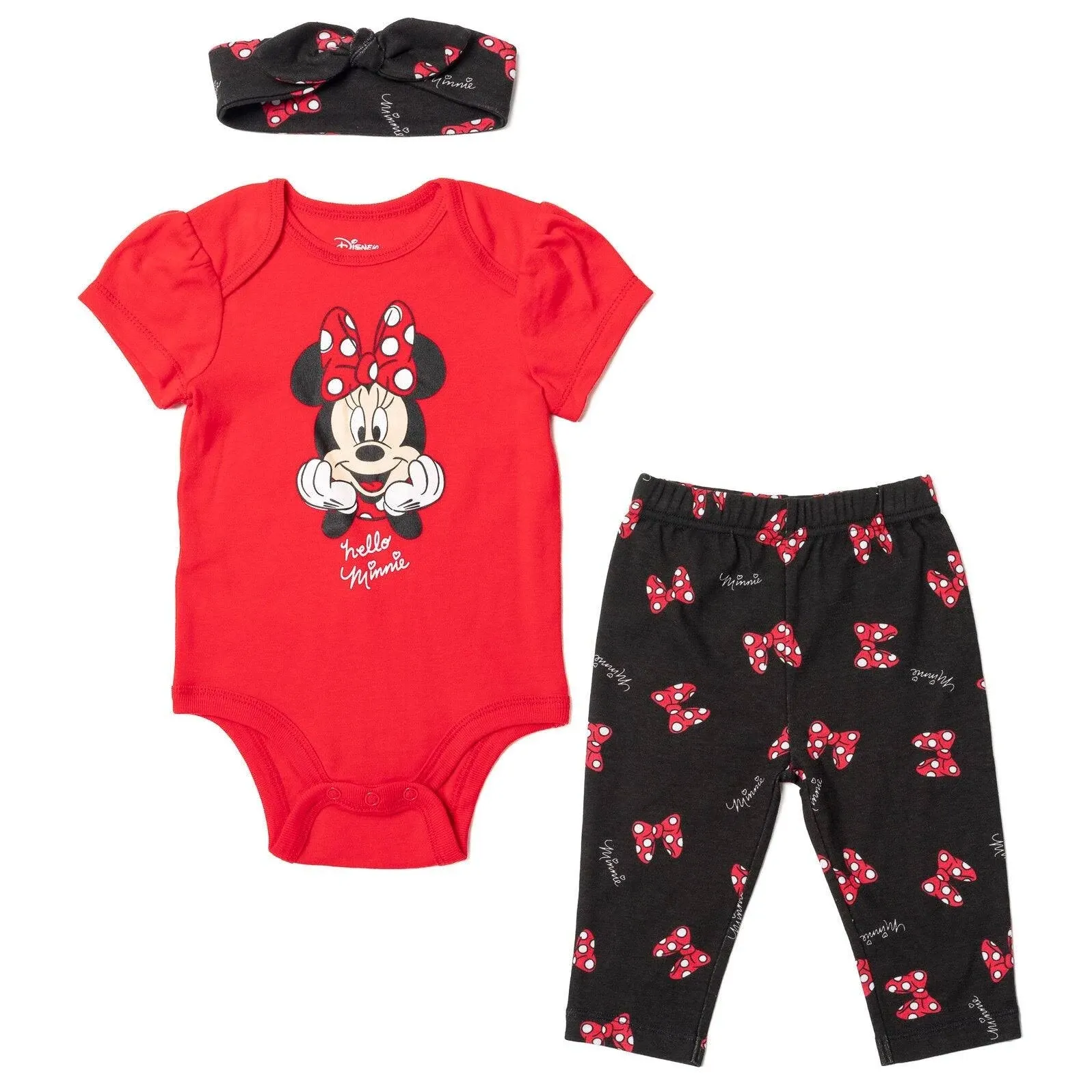 Disney Pixar Toy Story Lion King Minnie Mouse Baby Girls Bodysuit Pants and Headband 3 Piece Outfit Set Newborn to Infant