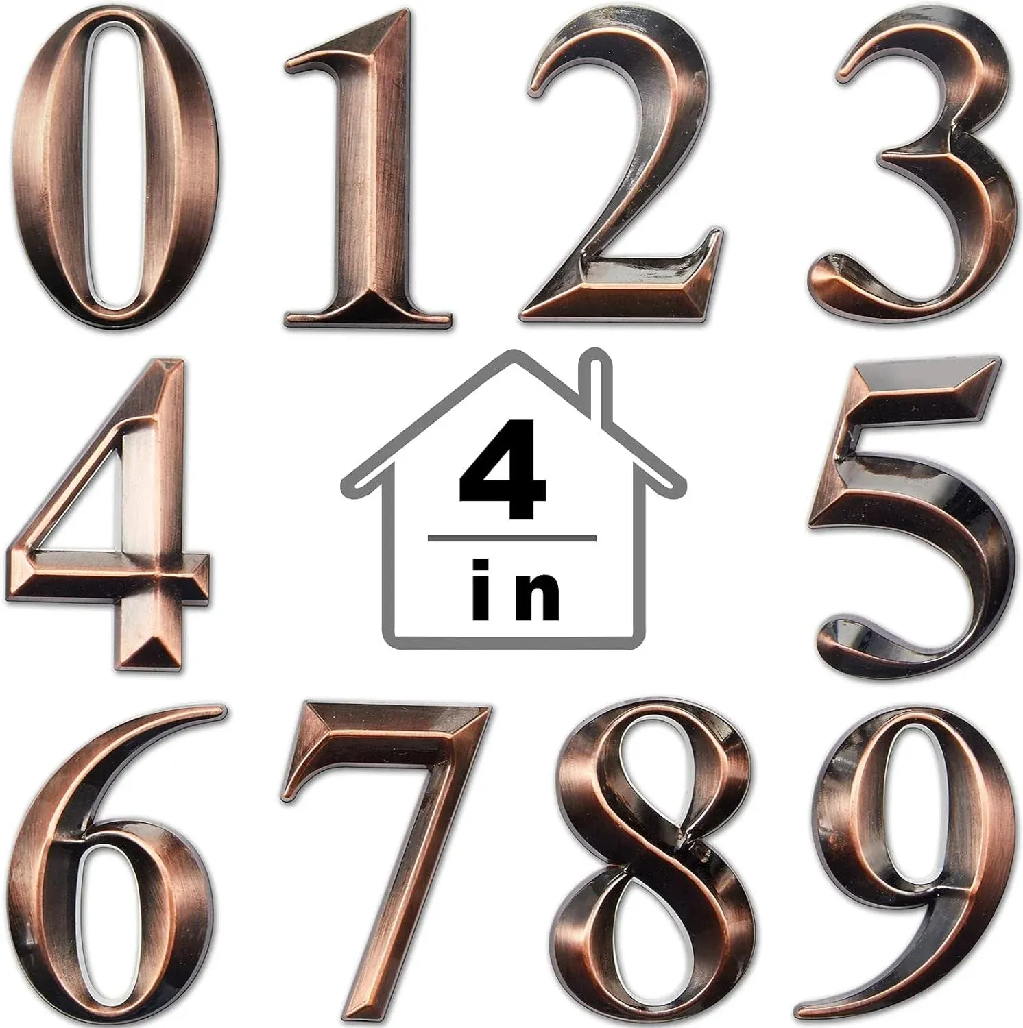 10 Pcs House Numbers 3D Door Mailbox Numbers 0-9 Self Adhesive House Door Numbers House Street Address Numbers Stickers for House, Apartment, Office, Hotel Room, Mailbox Signs(Black, 4 x 2.5 Inches)