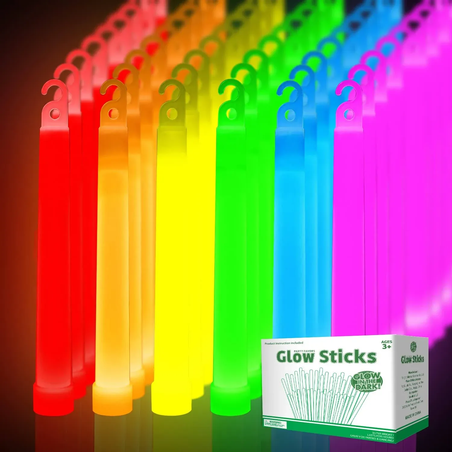 24 Ultra Bright Large Glow Sticks with 24 Black PE String, Multi Use Colourful 6 Inch Glowsticks for Parties, Camping, Emergency Glow Sticks For Blackout, Long-lasting Lighting Waterproof and