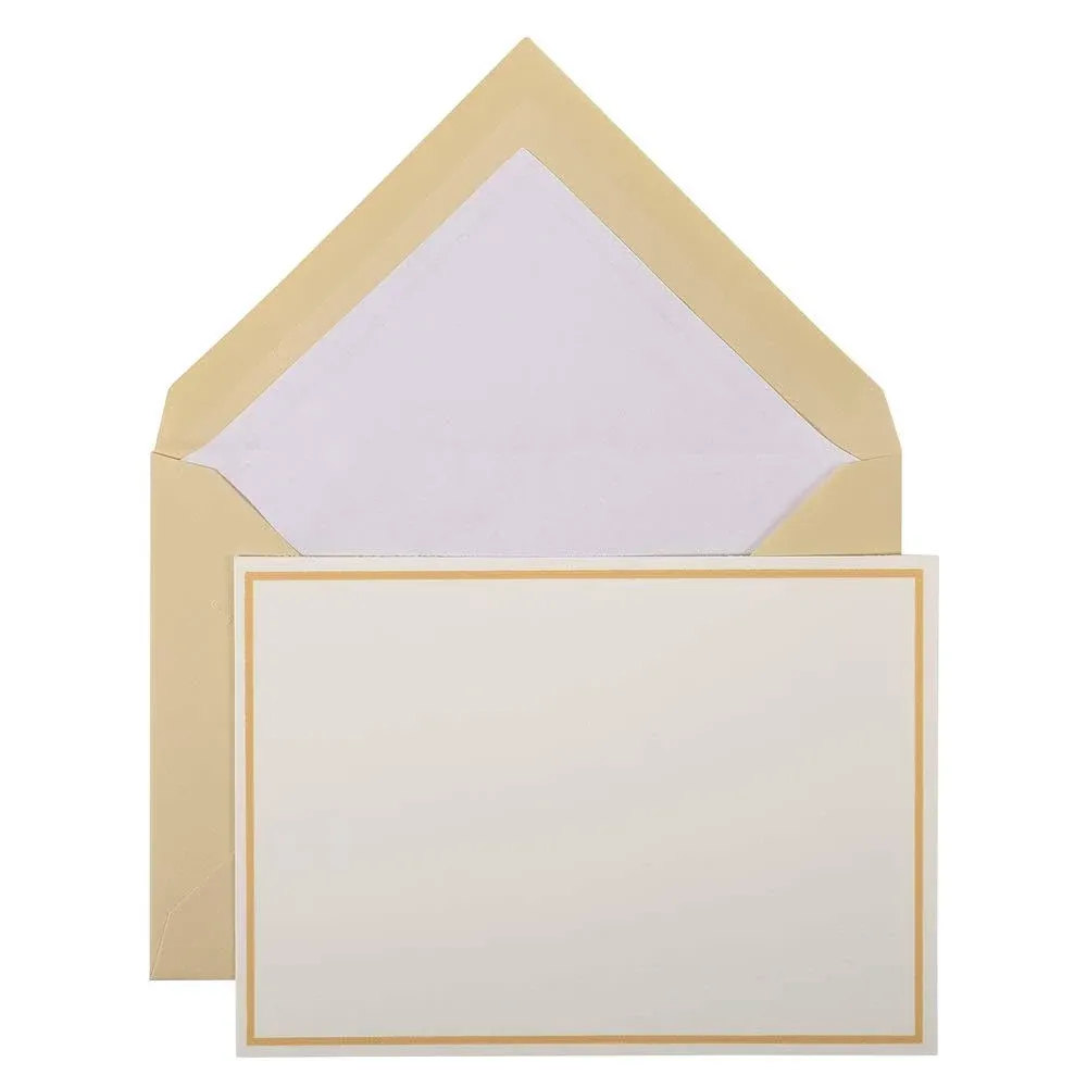 G. Lalo Bordered Card Set Champagne 10ct, Size: One size, Beige