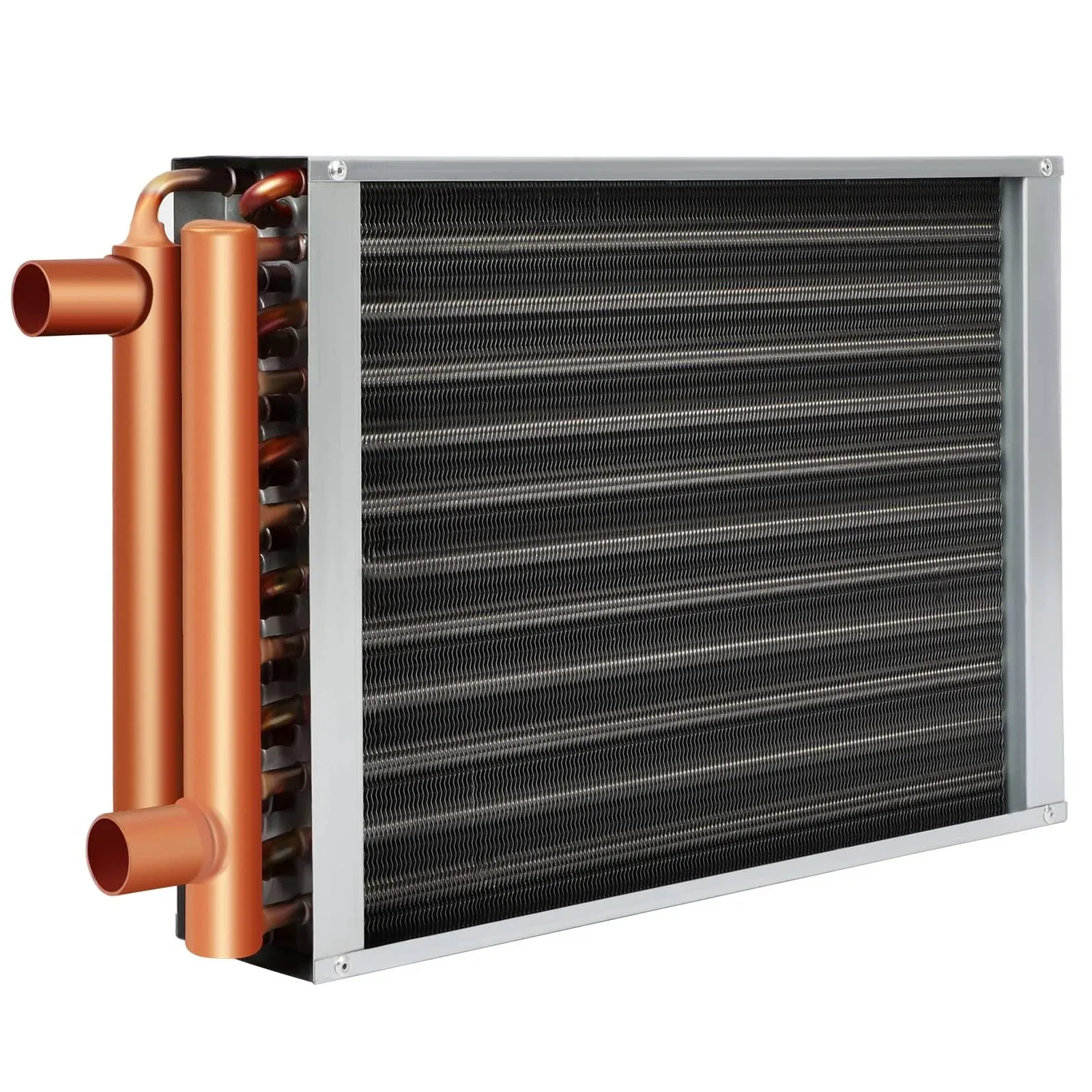 12 x 15 Heat Exchanger Water To Air, Copper Ports for Outdoor Wood Furnaces, Residential Heating and Cooling, and Forced Air Heating