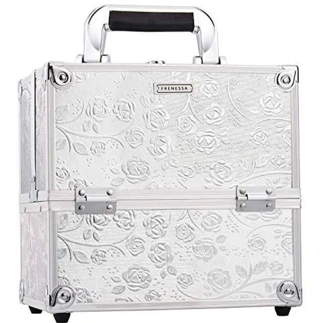 Frenessa Professional Makeup Train Case 4-Tier Trays Aluminum Jewelry Storage ...