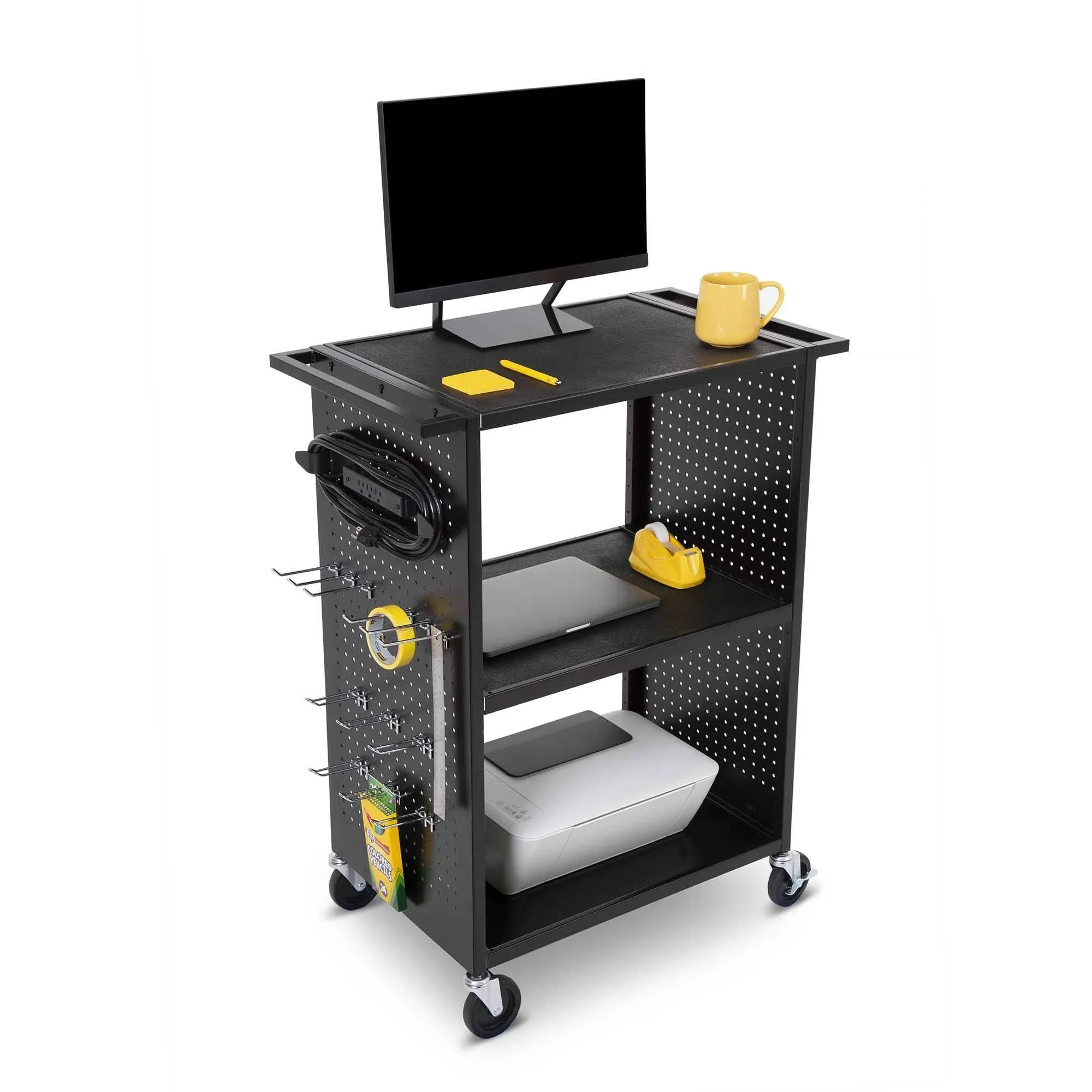 Stellar AV Cart | Customizable Mobile Workstation with Pegboard Hooks