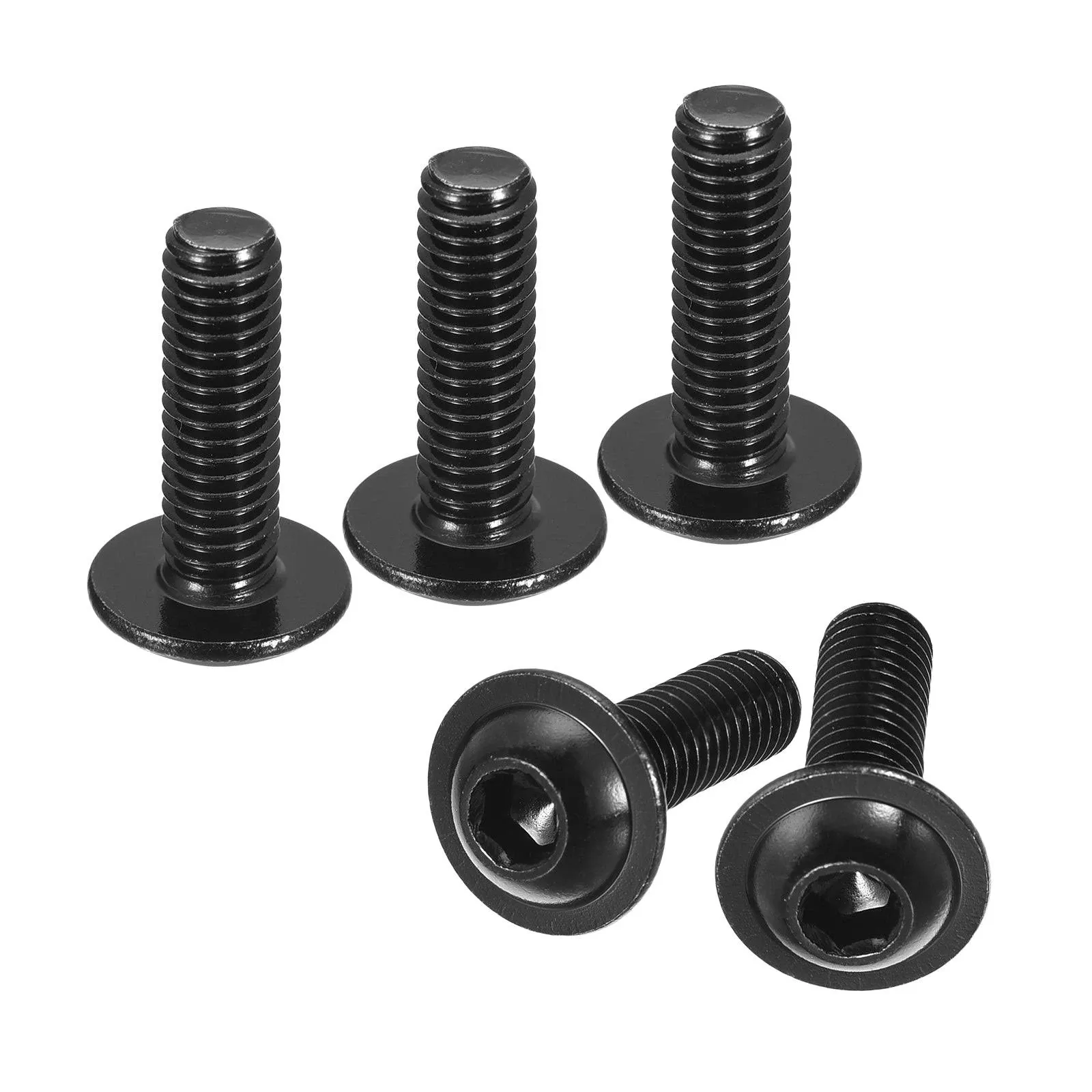 M6-1.0 x 20mm Flanged Button Head Socket Cap Screw Bolts, Allen Socket Drive, Stainless Steel 304, Black Oxide Finish, Quantity 25