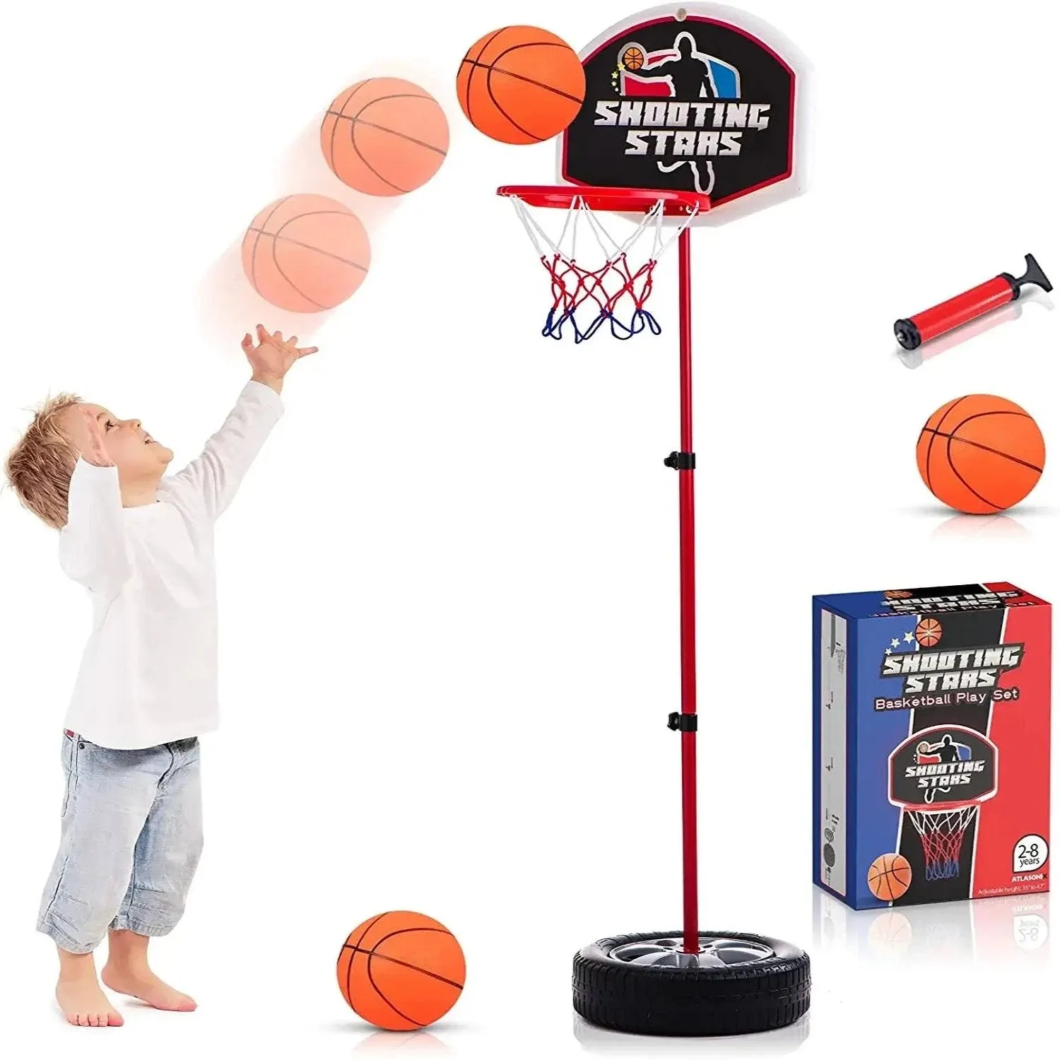 Toddler Basketball Hoop Stand Adjustable Height 2.5 - 4 ft - Mini Indoor ...