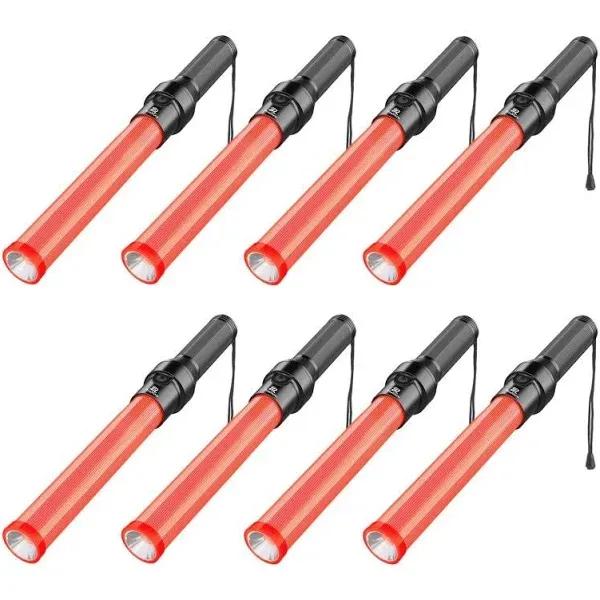 RoadHero 8 Pack Traffic Wands 16inch LED Control Baton Night Safety Light with 3 ...