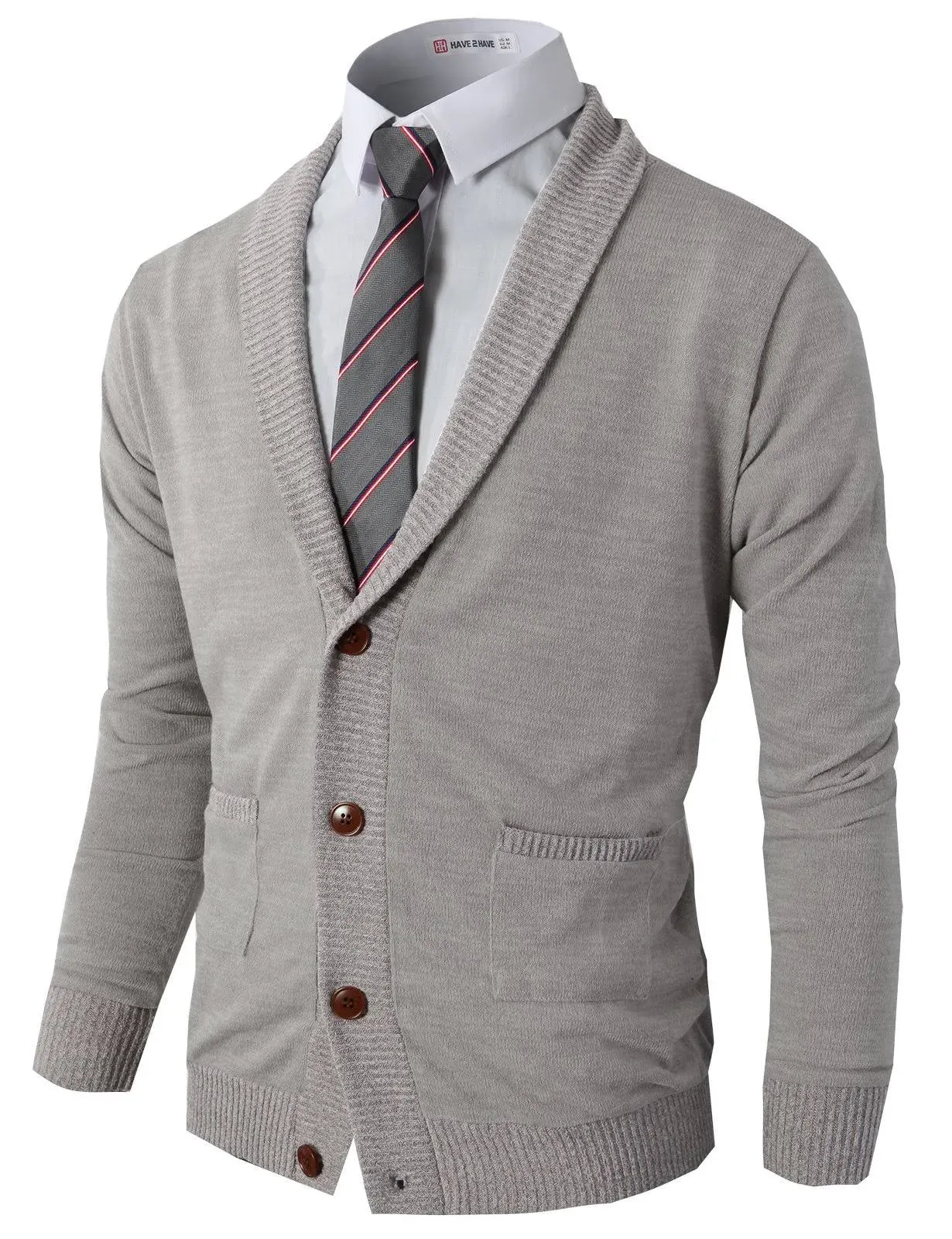 H2H Mens Casual Comfortable Fit Cardigan Sweater Shawl Collar Soft Fabric